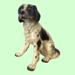 VTG Ceramic English Springer Spaniel Dog Figurine Seated Marked #2314